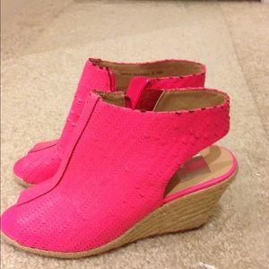 Neon pink shoes