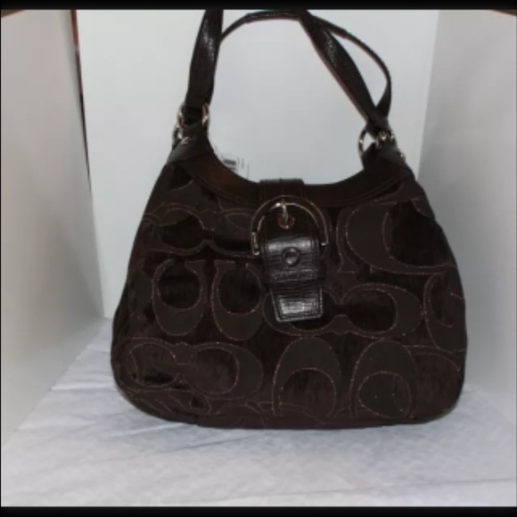 NWT Coach Soho Velour Chocolate Brown Bag! Pretty!