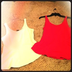 Two peplum tops hot pink and white Express $25.00!