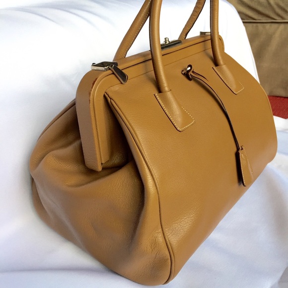 ⛔️SOLD⛔️Prada Madras Cerniera Satchel in Brandy - Picture 3 of 4