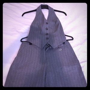 Sisley Gray Pinstriped Suit. Vest and Pants