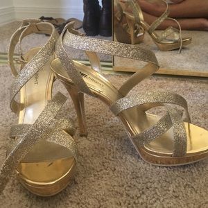 Gold sparkly heels