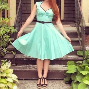 Pinup Girl Clothing Heidi Dress in Cool Mint Sz:Sm