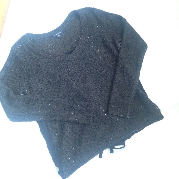 American Eagle Dark Grey Sequin Splatter Sweater