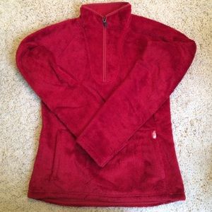 Women's North Face red fleece quarter zip