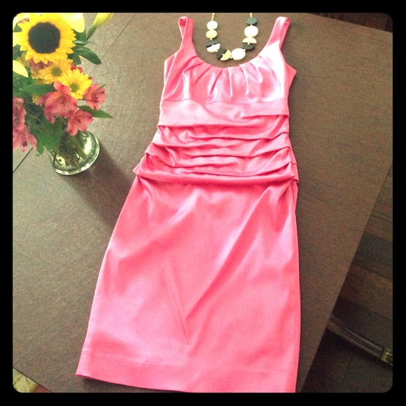 Hot Pink Satin Sheath Dress Size 2