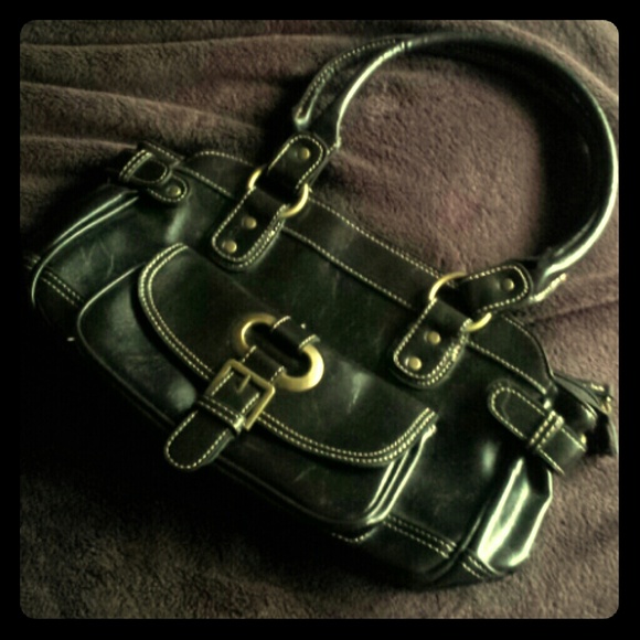 Black faux leather handbag- small purse