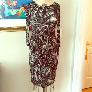 OH London Times faux Wrap dress black white work