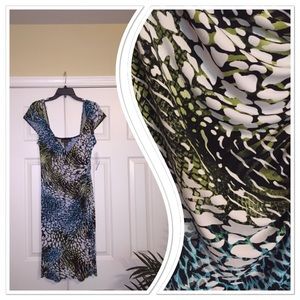 Faux wrap exotic print dress