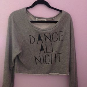 dance all night cropped grey crewneck
