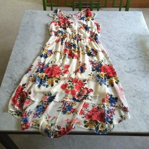 Cream and Floral Hi/Low dress