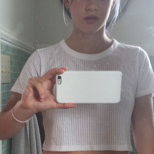 Topshop ribbed white crop top