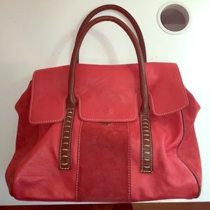 SOLD Innue italian red leather suede bag purse