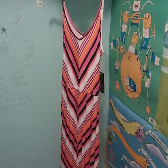 Pink, Orange, White, and Black Dress
