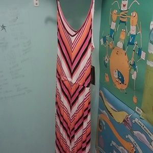 Pink, Orange, White, and Black Dress