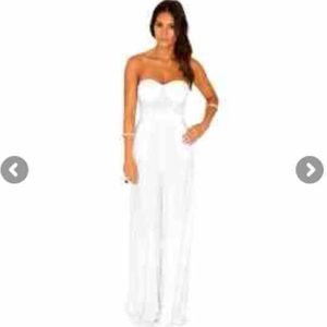 White bandeau jumpsuit romper