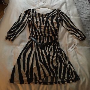 Zebra stripped dress with belt