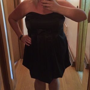 Black Satin Plus Bubble Dress