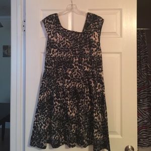 Green, black, and beige leopard print dress