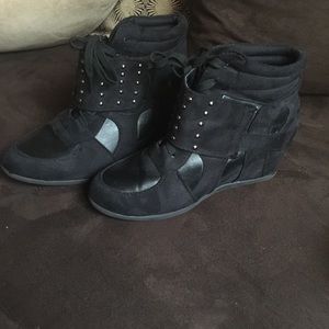 Black sneaker wedges