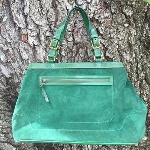 SOLD: Rare Coach Green Suede Handbag