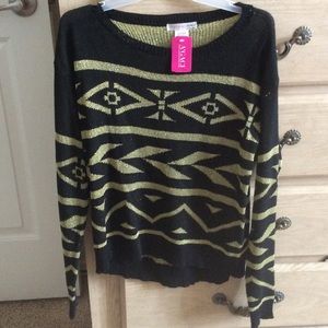 Black and gold knit sweater top tribal