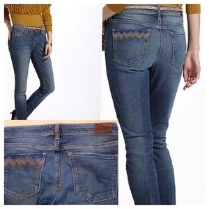 Anthropologie Embroidered Skinny Jeans