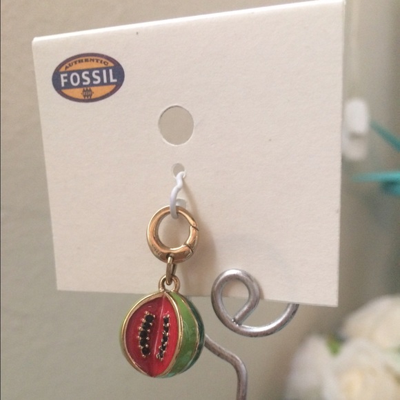 NWT Fossil Watermelon Charm in Gold