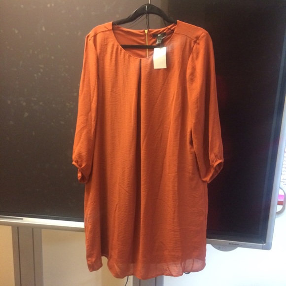 SOLD Orange Sheer Dress - h&m size 14 - Picture 2 of 4