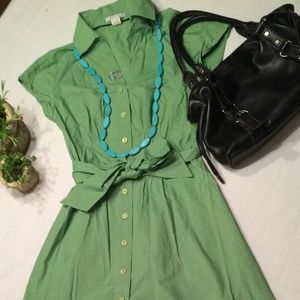 Green shirt dress