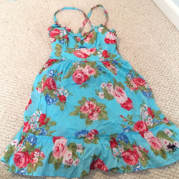 Blue floral kids dress