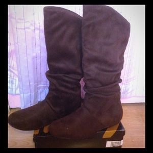 Brown suede boots
