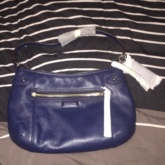 Blue leather coach bag