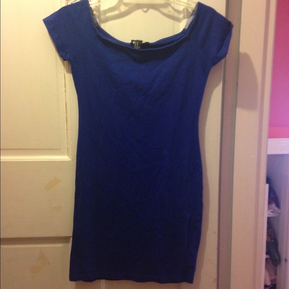 Royal blue short sleeved bodycon dress