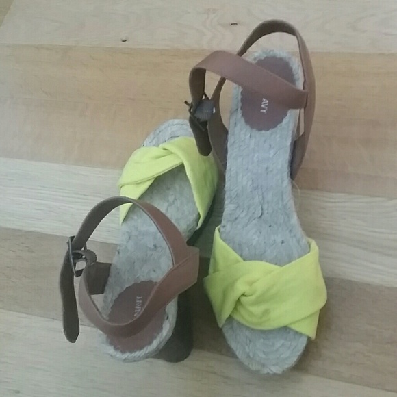 Lemon and Brown Wedge Sandles