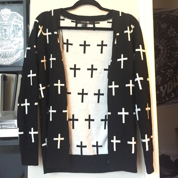 Blacks and white cross cardigan