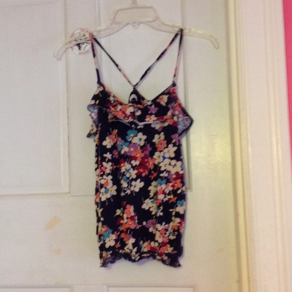 Floral cross back tank top