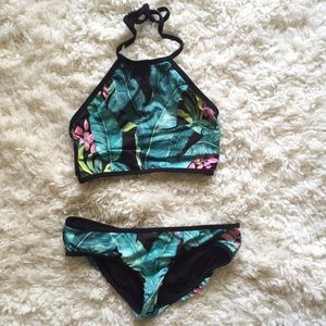ASOS Spanish Palm Floral 2-Piece Swim Size US6