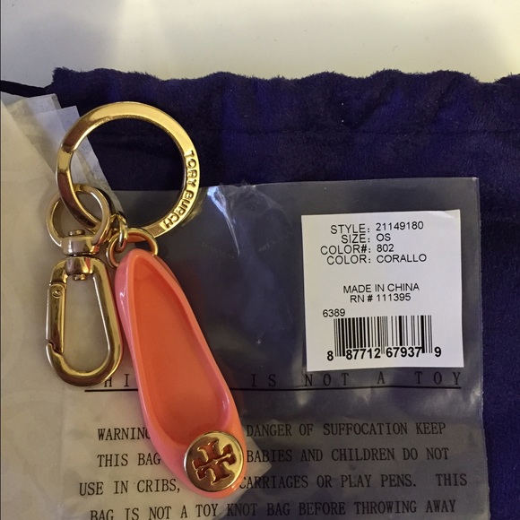 Tory Burch coral shoe key fob