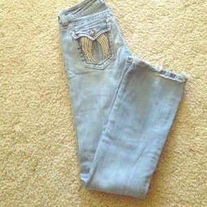 Miss me faded and tattered. Size 27 boot cut