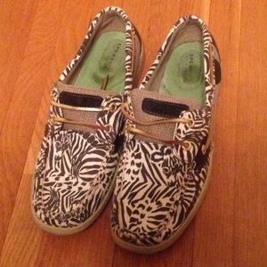 Sperry Topsiders in brown zebra print