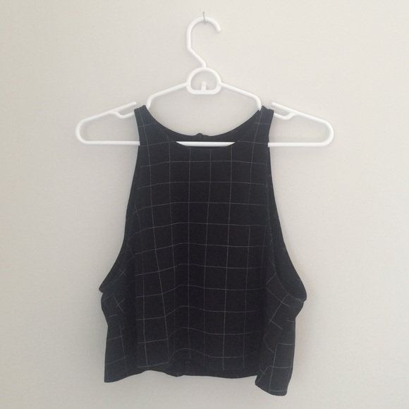 American Apparel Black And White Grid Crop Top
