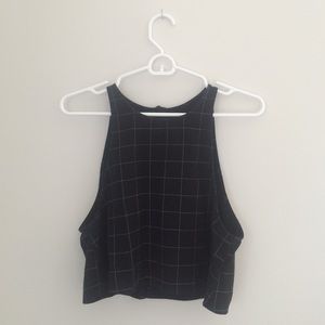 American Apparel Black And White Grid Crop Top