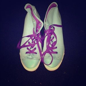 Light blue and purple converse