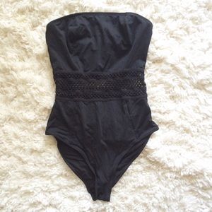 H&M 1-Piece Strapless Lace Cut Out Swim MEDIUM