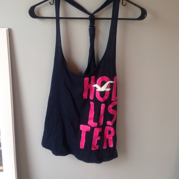 Hollister navy and pink tank top