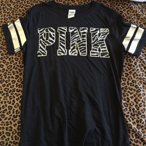 Silver and black sparkly pink VS PINK shirt