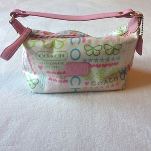 Coach small white and pink handbag
