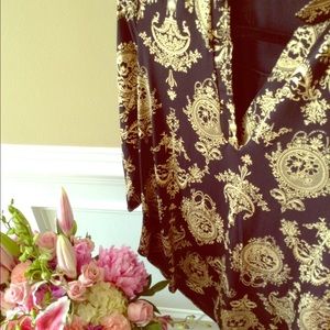 V neck Gold Printed Blouse
