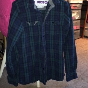 blue and green flannel